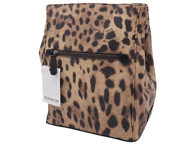 Leopardenmuster-Rucksack aus braunem Leder von Dolce & Gabbana - Ansicht 2