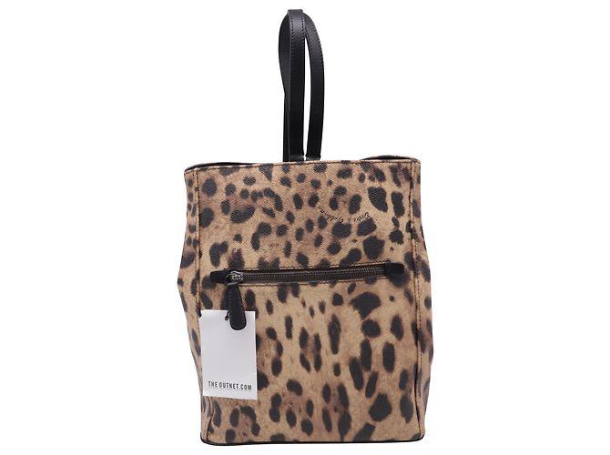 Leopardenmuster-Rucksack aus braunem Leder von Dolce & Gabbana - Ansicht 3