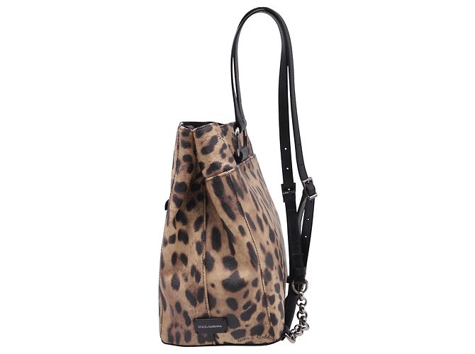 Leopardenmuster-Rucksack aus braunem Leder von Dolce & Gabbana - Ansicht 5