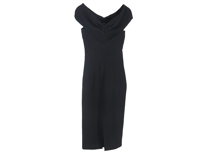 Autre Marque Padma Off-Shoulder Midi Kleid aus schwarzem Polyester von Emilia Wickstead - Ansicht 2
