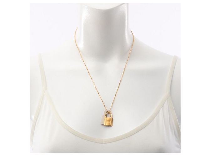 Collana Kelly Hermès in pelle placcata oro D'oro Metallico - vista 2