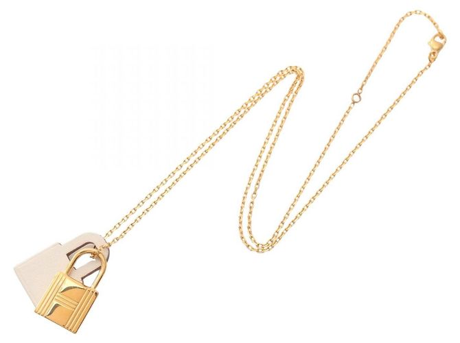 Collana Kelly Hermès in pelle placcata oro D'oro Metallico - vista 4