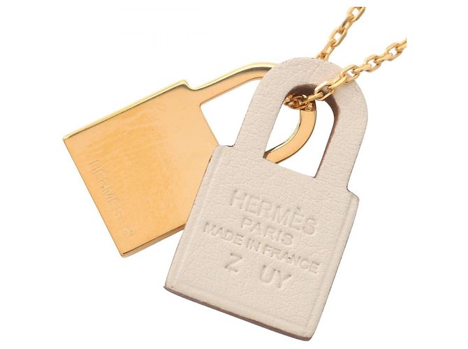 Collana Kelly Hermès in pelle placcata oro D'oro Metallico - vista 6