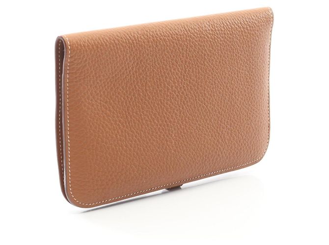 Cartera larga de cuero Dogon GM de Hermès Castaño - vista 3