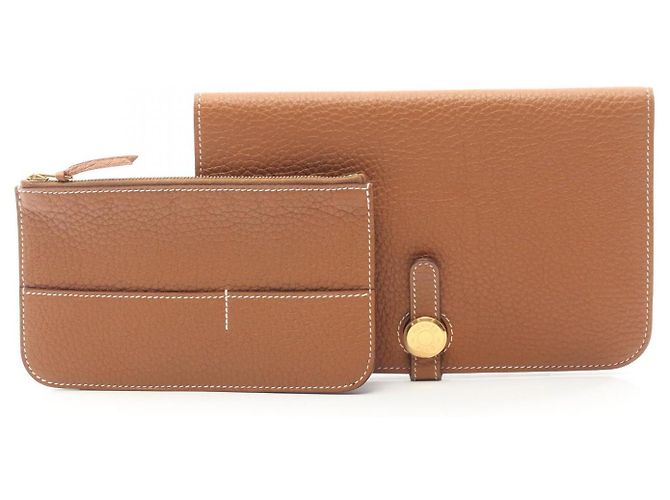 Cartera larga de cuero Dogon GM de Hermès Castaño - vista 6