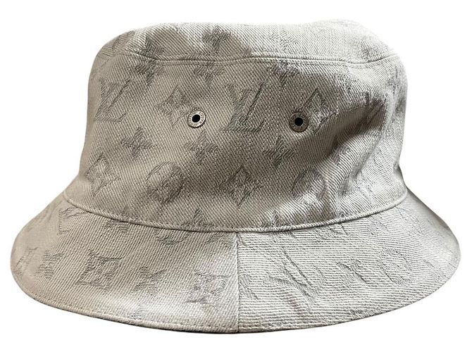 Cappello Bucket Monogram in Denim Louis Vuitton Bianco - vista 4
