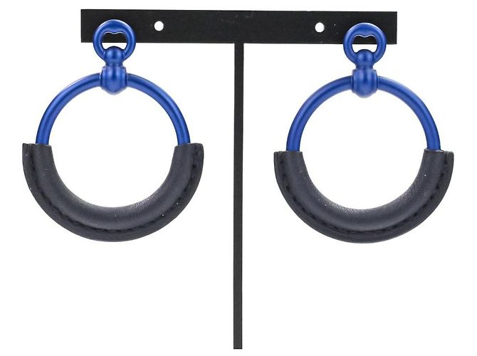 Hermès Loop Grand PM Aluminium Ohrringe Blau - Ansicht 2