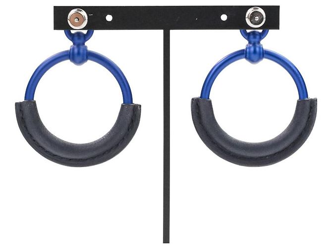 Hermès Loop Grand PM Aluminium Ohrringe Blau - Ansicht 3