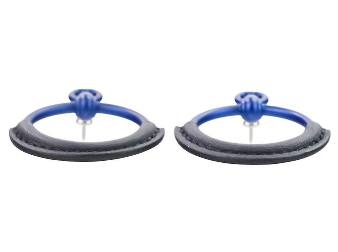 Hermès Loop Grand PM Aluminium Ohrringe Blau - Ansicht 5