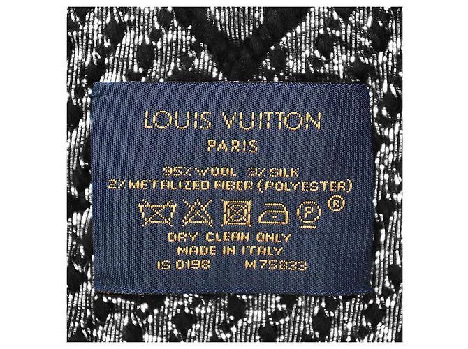 Sciarpa Logomania Monogram in Lana Setosa Metallica Louis Vuitton Nero - vista 8