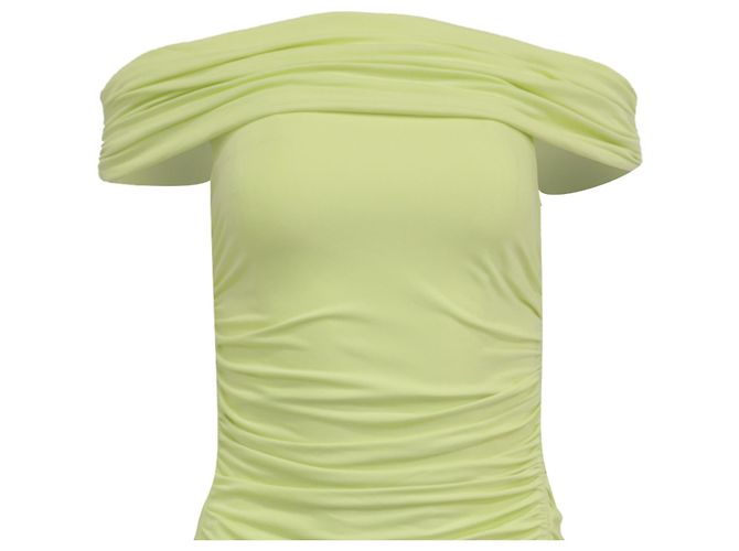 Self portrait Abito midi arricciato off-shoulder in viscosa verde lime Self-Portrait - vista 2