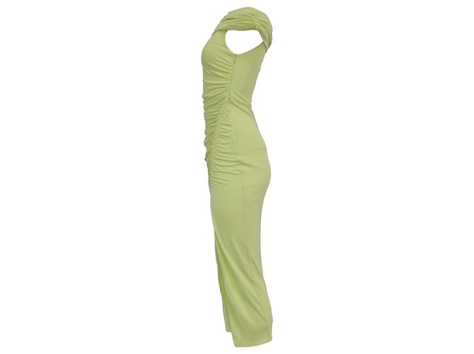 Self portrait Abito midi arricciato off-shoulder in viscosa verde lime Self-Portrait - vista 3