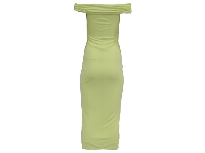 Self portrait Abito midi arricciato off-shoulder in viscosa verde lime Self-Portrait - vista 4