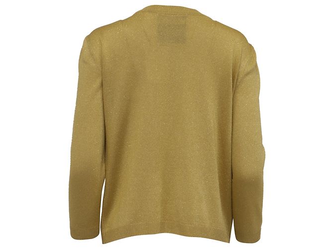Moschino Couture Knopf-Cardigan aus metallischem goldfarbenem Acetat - Ansicht 3