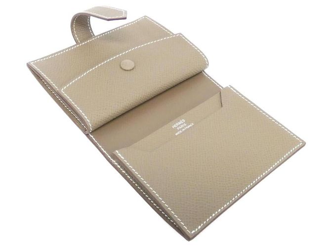 Portafoglio Mini Epsom Béarn di Hermès Marrone - vista 3