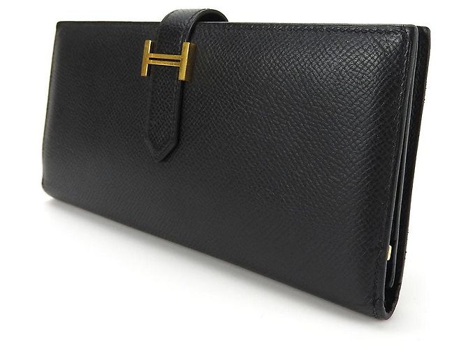 Portafoglio Lungo Hermès Béarn Souffle Epsom Nero - vista 2