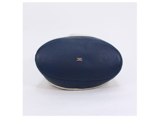 Hermès HERMES Borsa a Mano Market PM Pelle Tela Blu - vista 4