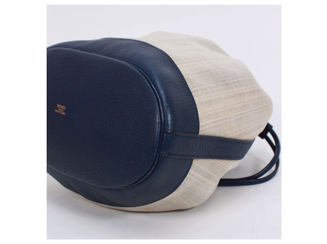 Hermès HERMES Borsa a Mano Market PM Pelle Tela Blu - vista 5