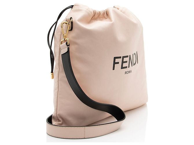 Fendi Nappa Leather Drawstring Medium Shoulder Bag Pink - view 2