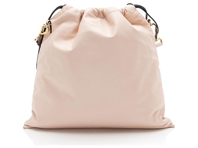 Fendi Nappa Leather Drawstring Medium Shoulder Bag Pink - view 3