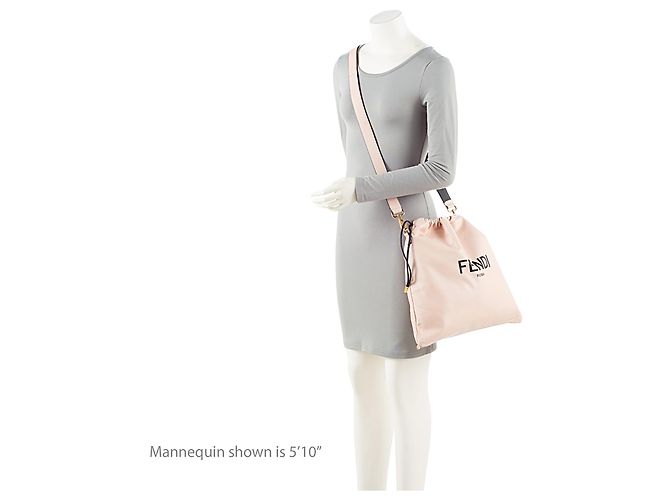 Fendi Nappa Leather Drawstring Medium Shoulder Bag Pink - view 5