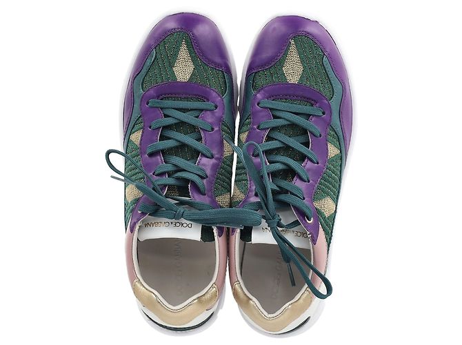Sneakers basse Mardi Gras Dolce & Gabbana in pelle e suede multicolore - vista 3