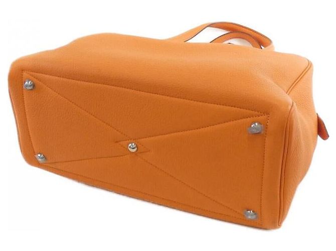 Borsa Boston Hermès Victoria2 35cm in Taurillon Clemence Arancione - vista 2