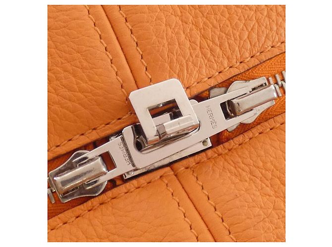 Borsa Boston Hermès Victoria2 35cm in Taurillon Clemence Arancione - vista 5