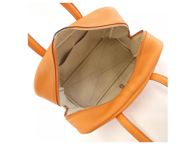 Borsa Boston Hermès Victoria2 35cm in Taurillon Clemence Arancione - vista 9