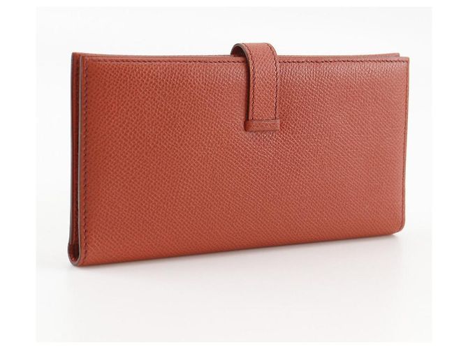 Portafoglio Lungo Hermès Béarn in Veau Epsom Arancione - vista 3