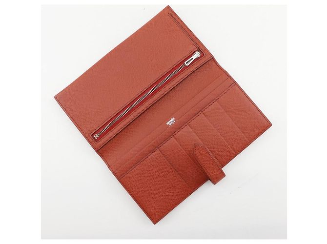 Portafoglio Lungo Hermès Béarn in Veau Epsom Arancione - vista 6