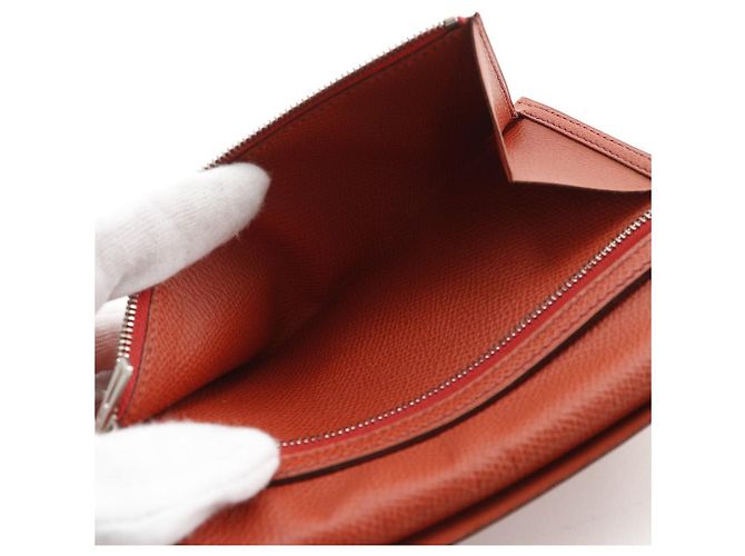 Portafoglio Lungo Hermès Béarn in Veau Epsom Arancione - vista 8