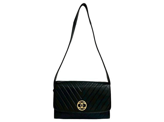 Borsa a Spalla in Pelle di Agnello V Stitch di Chanel Nero - vista 2