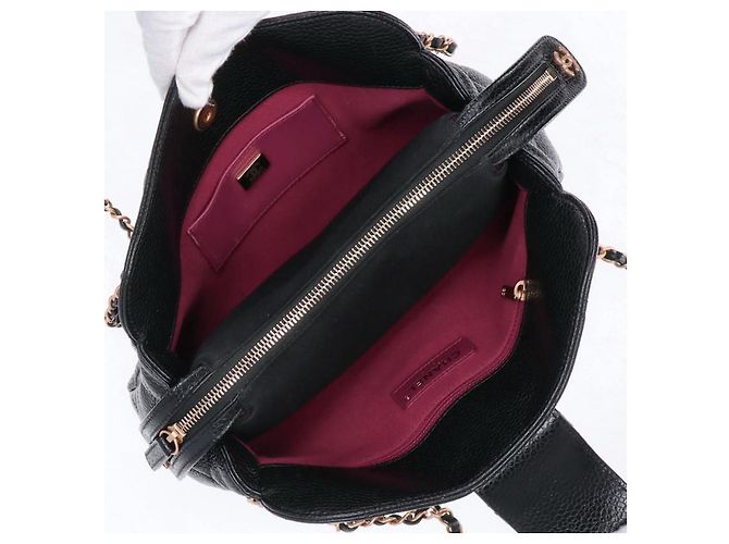 Borsa da bowling in pelle di vitello grana Chanel Nero - vista 3