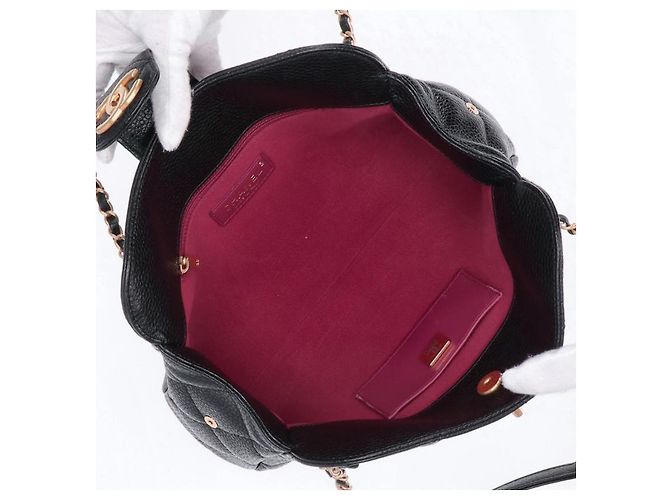 Borsa da bowling in pelle di vitello grana Chanel Nero - vista 4