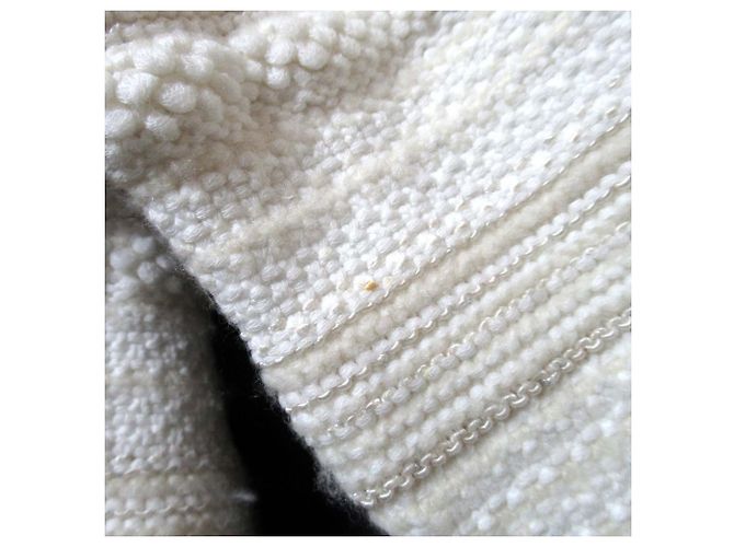Autre Marque Chaqueta sin cuello de punto de tweed con flecos Maison Ullens Beige Crudo - vista 5