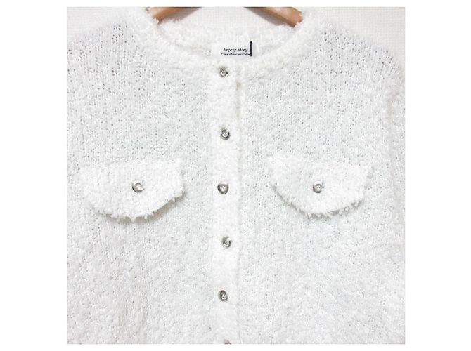Autre Marque Histoire Arpege Histoire Arpege Gilet en Laine Spangle Flag Blanc - vue 3