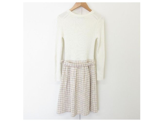Autre Marque Tweed-Docking-Strickkleid von BLUE LABEL CRESTBRIDGE Weiß Beige - Ansicht 2