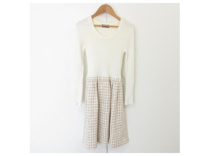 Autre Marque Tweed-Docking-Strickkleid von BLUE LABEL CRESTBRIDGE Weiß Beige - Ansicht 3