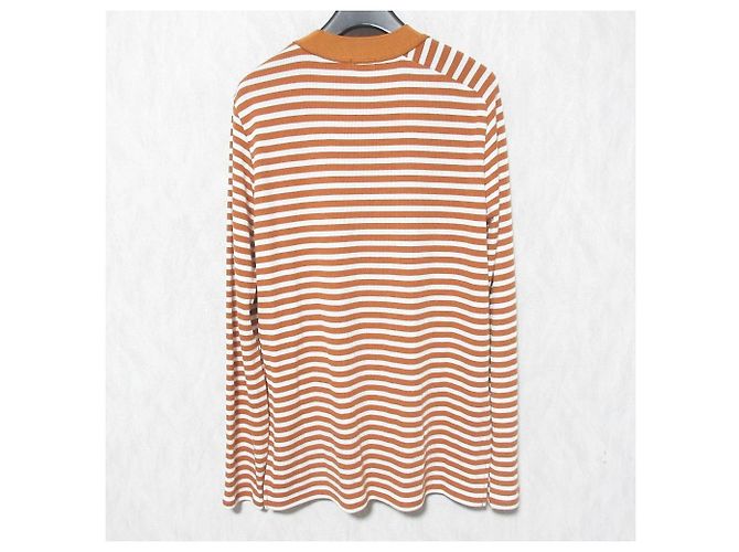 Autre Marque JOSEPH Ripstrick-Shirt mit Rand Braun Weiß Orange - Ansicht 2