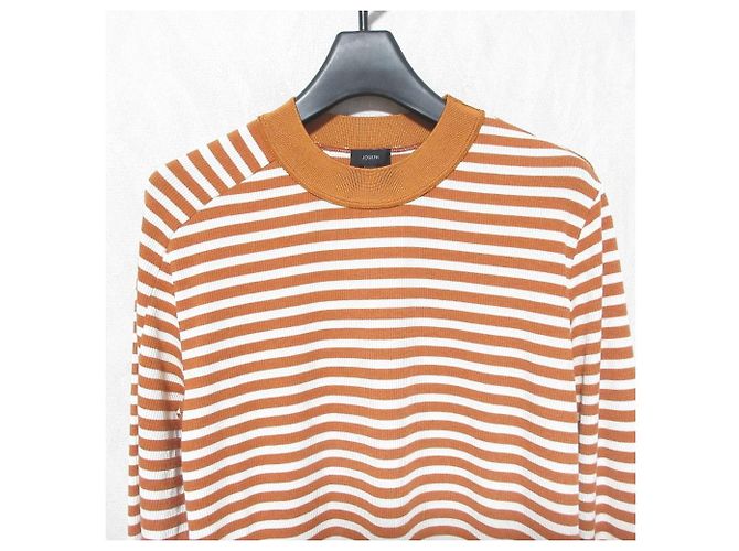 Autre Marque JOSEPH Ripstrick-Shirt mit Rand Braun Weiß Orange - Ansicht 3