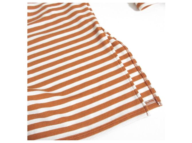 Autre Marque JOSEPH Ripstrick-Shirt mit Rand Braun Weiß Orange - Ansicht 5