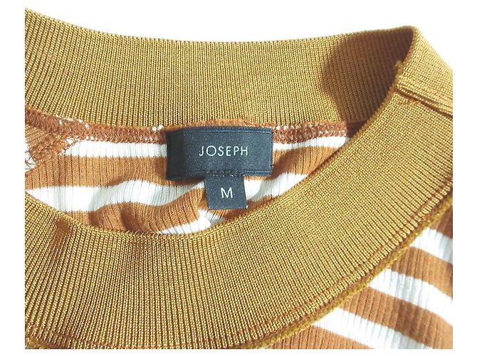 Autre Marque JOSEPH Ripstrick-Shirt mit Rand Braun Weiß Orange - Ansicht 6