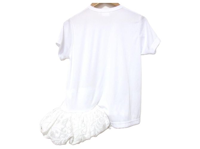 Autre Marque Top corto a maniche corte in pizzo peplum COMME des GARCONS Bianco - vista 2