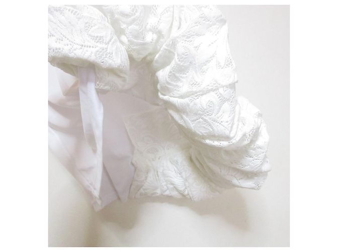 Autre Marque Top corto a maniche corte in pizzo peplum COMME des GARCONS Bianco - vista 4