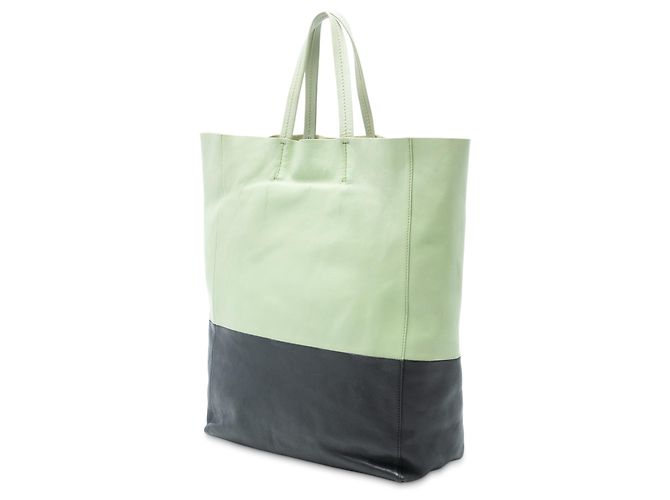 Céline Celine Grüner Bicolor Leder Vertikaler Cabas Tote Golden - Ansicht 2