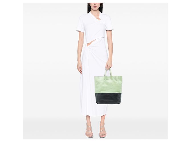 Céline Celine Grüner Bicolor Leder Vertikaler Cabas Tote Golden - Ansicht 7