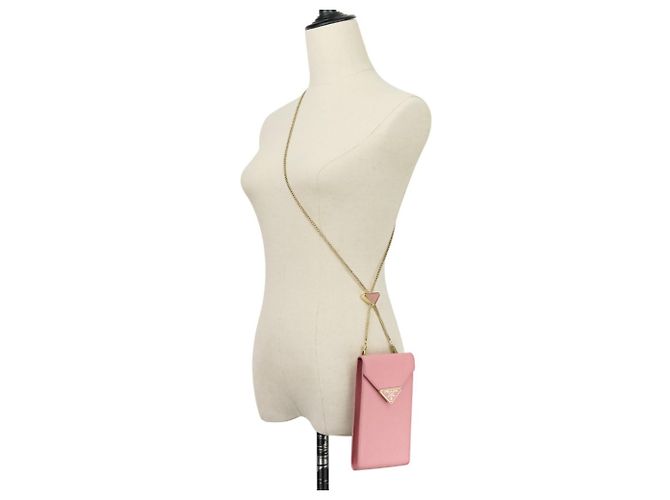 Borsa a spalla in pelle Saffiano Prada Rosa - vista 13