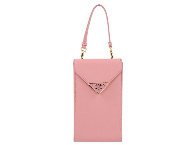 Borsa a spalla in pelle Saffiano Prada Rosa - vista 2
