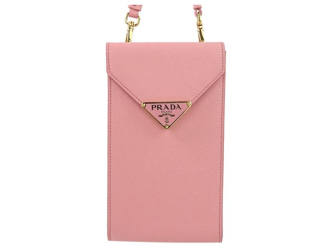 Borsa a spalla in pelle Saffiano Prada Rosa - vista 3